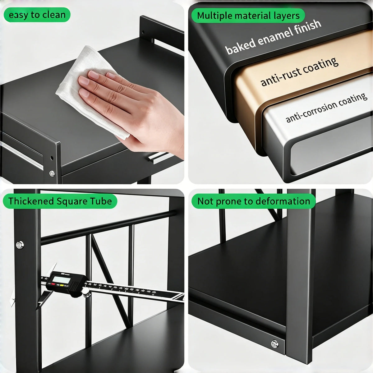 2 Tier Microwave Stand with Storage Drawer, Kitchen Countertop Organiser with Utensil Hooks, Storage Shelf for Oven & Air Fryer