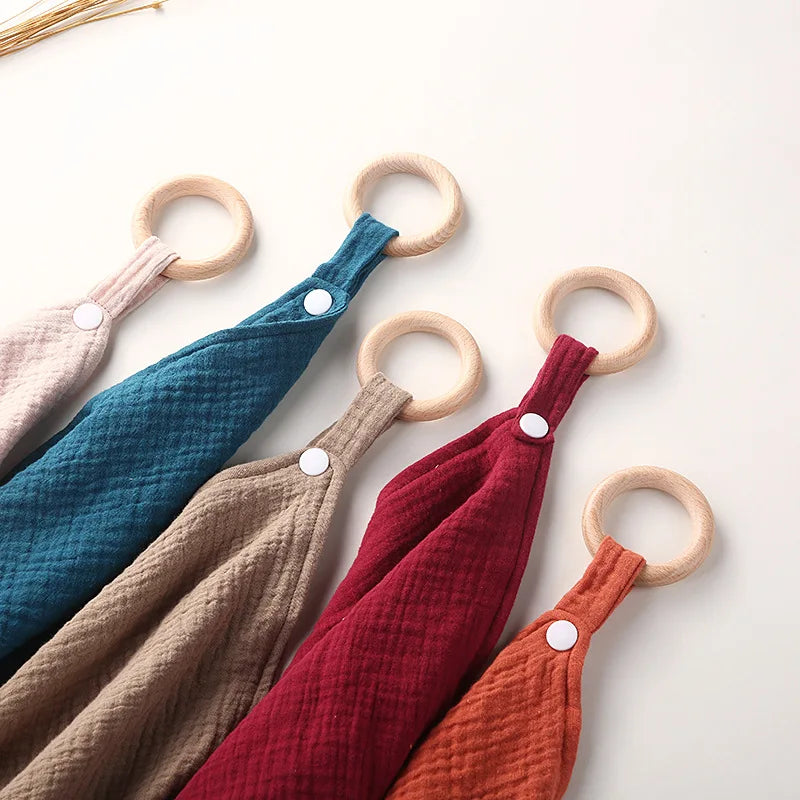 Wooden Drool Bib Ons Baby Saliva Towel Soft Cotton Baby Burp Cloth Kindergarten Handkerchief Newborn Washcloth Nursing Towel