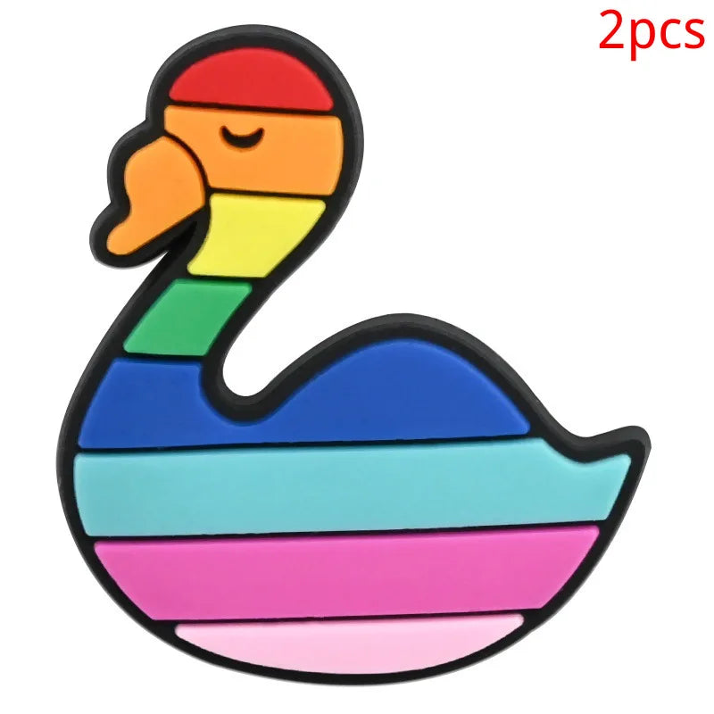 New rainbow shoe charm hole shoe accessories DIY shoe accessories PVC soft rubber shoe buckle jewelry spot wholesale