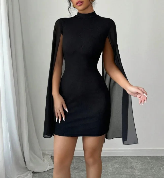 Elegant Long Sleeve Wrap Body Dress Intellectual One Step Slim Fit Autumn Spring Season High Elasticity Polyester Fiber Dress
