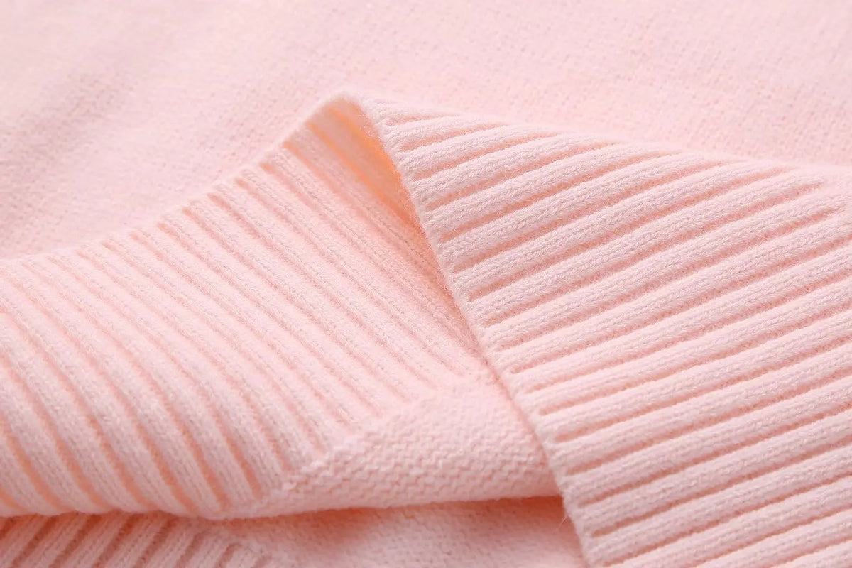 Women's Pink Knitted Sweater Cozy Long Sleeve Large Size Pull Knitwears Pullovers Cute Core Top White Fall 2025 New Streetwear