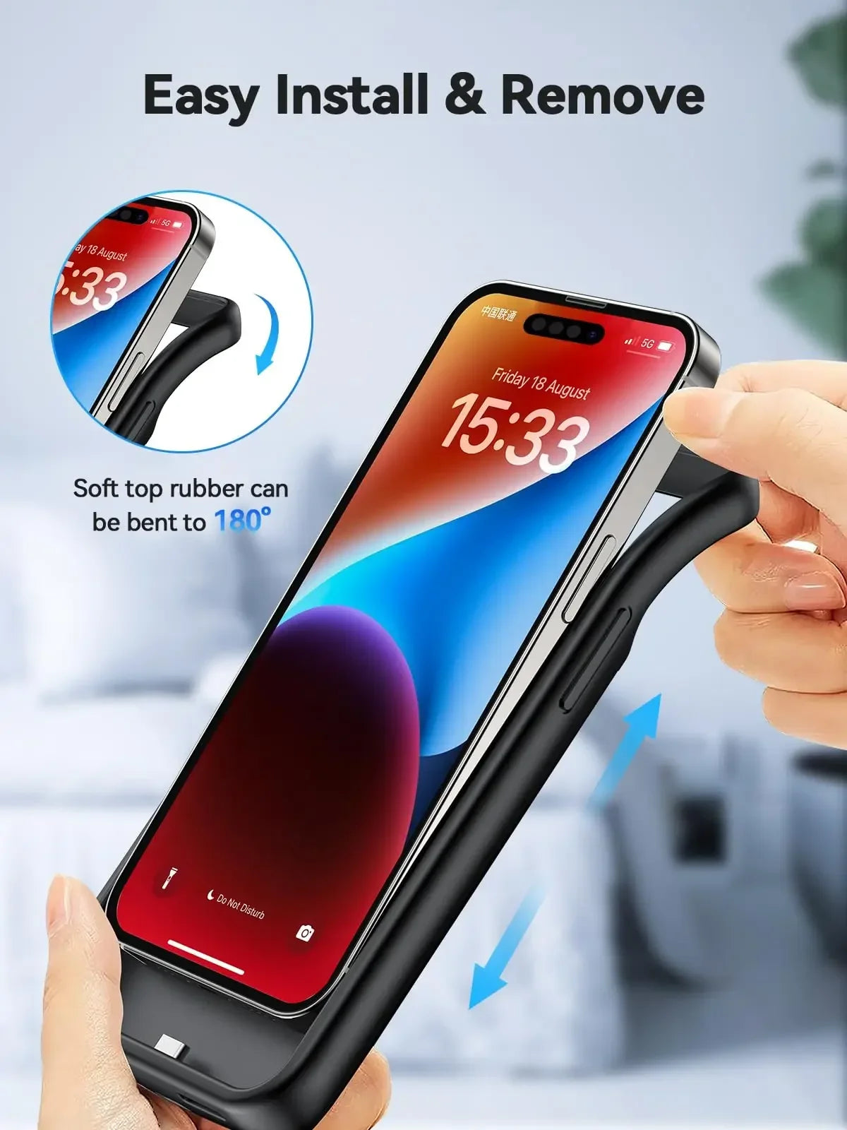 NEWDERY 4800mAh Battery Charger Case for iPhone 12 13 14 15 Pro Max/12mini/13mini Power Case Portable Charging Power Bank Cover