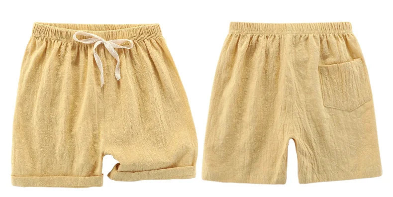 Teenage Boy Shorts 150 160cm Summer Clothing Cotton Linen Shorts Light Blue Black Red Children Shorts for Girls Toddler Clothes