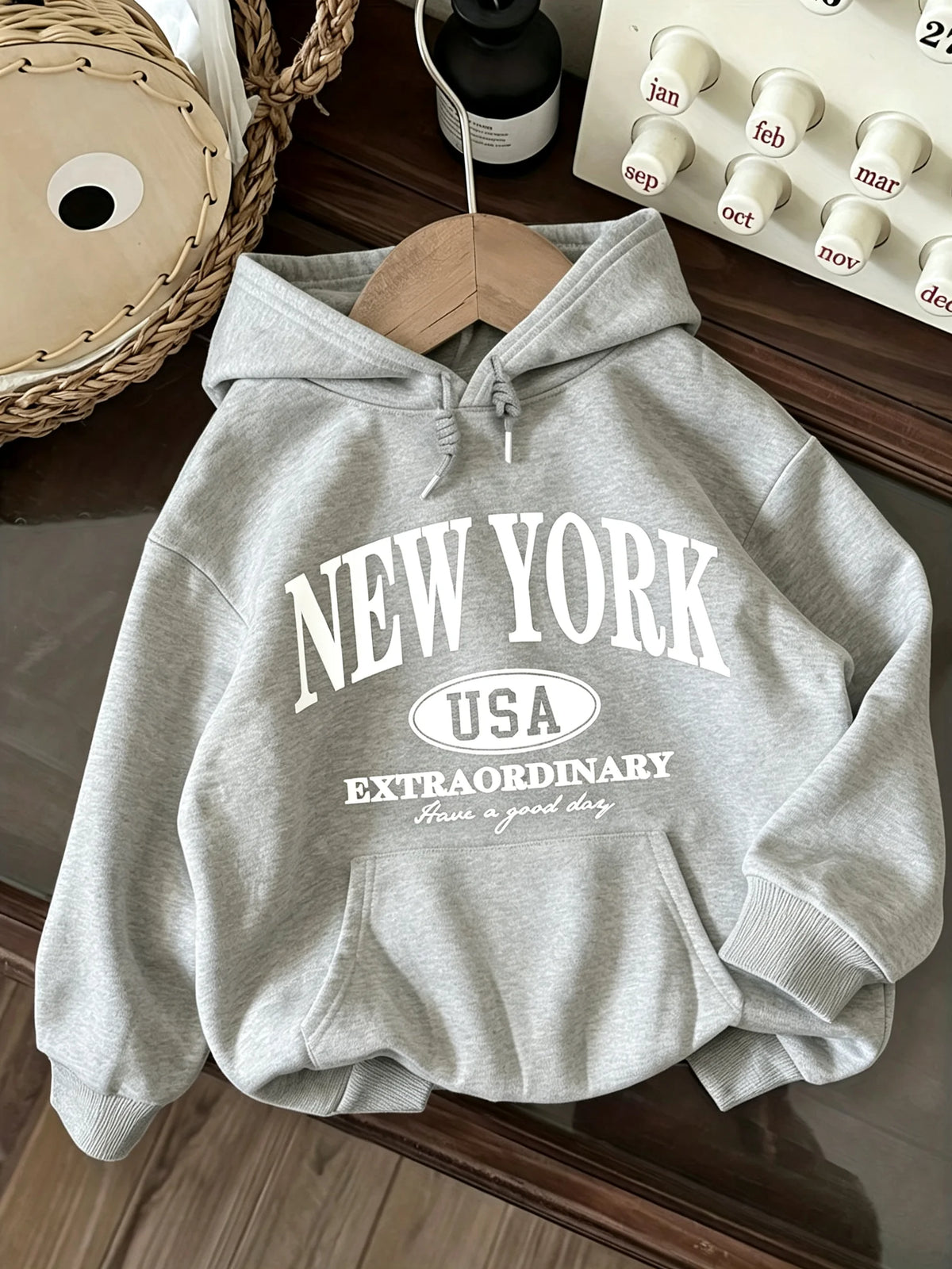 2026 New Unisex New York USA Letter Graphic Hoodie Vintage City Text Print Casual Streetwear Hooded Sweatshirt