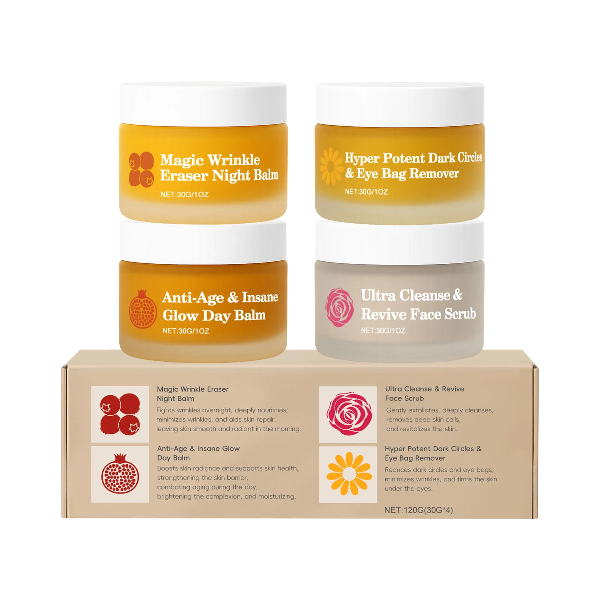 4pcs Day Night Face Care Set Moisturizing Hydrating Brightening Skin Repair Skin Barrier Eye Face Daily Treatment Skincare Combo