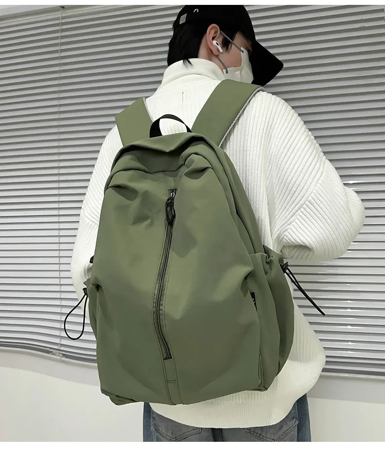 15.6 Inch Nylon Waterproof College Backpack Large Capacity Travel Unisex Laptop Backpacks Simple Design School Bag for Teenagers