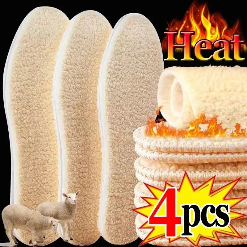 Natural lamb fleece insoles men women Winter keep warm insole soft wool thicken shoepad cashmere shoes insert thermal shoe pads