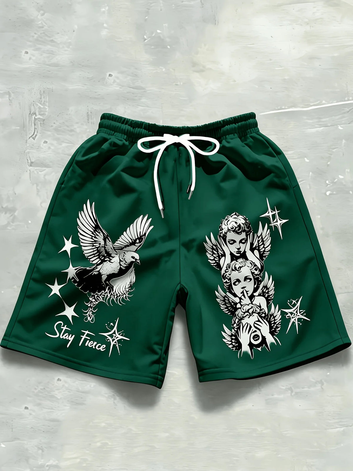 2026 Summer Best-selling Men's Short Pants Casual Sports Fashion Comfortable Soft Breathable Simple Angel Pattern Print