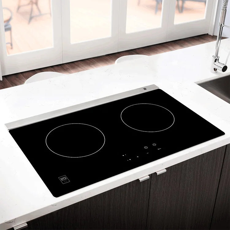 Knob Control Ceramic Black Glass Half-Bridge Drive Copper Coil 2 Zone Built-In Induction Stove