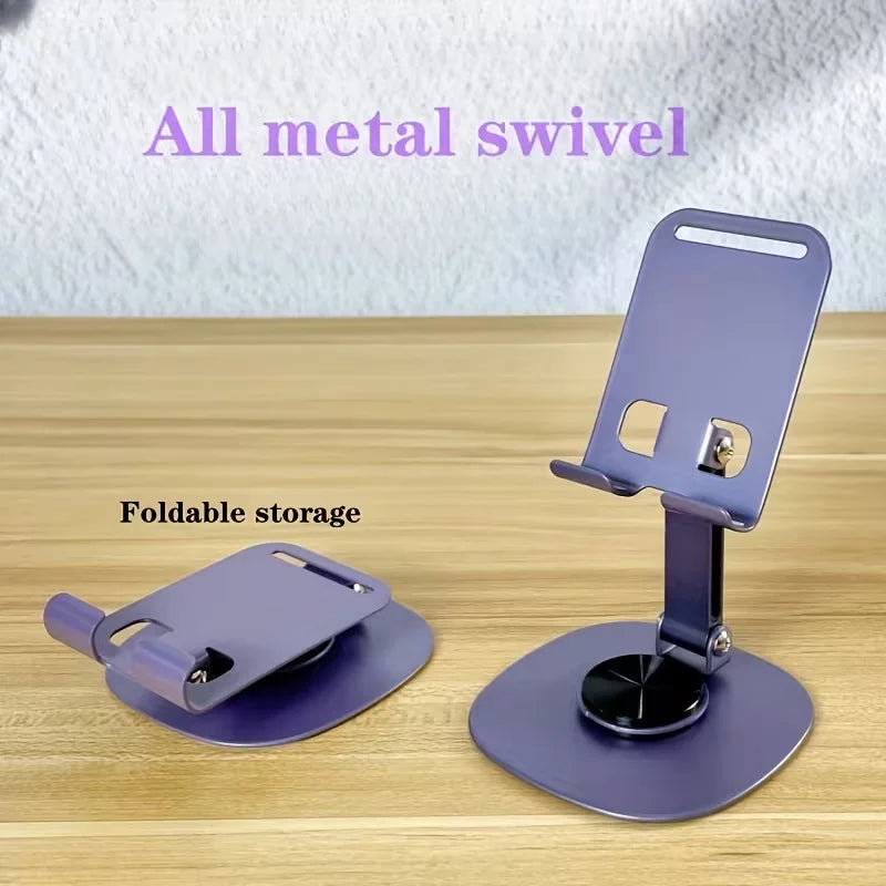 Aluminum Alloy Mobile Phone Stand - Waterproof 360° Rotatable Desktop Stand with 2-Position Adjustable Foldable Design
