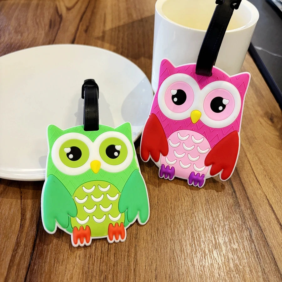 1pc/3pcs Owl Luggage Tag Pendant Portable with Name Writing Airport Luggage Anti Loss Name Identification Luggage Name Label Pen