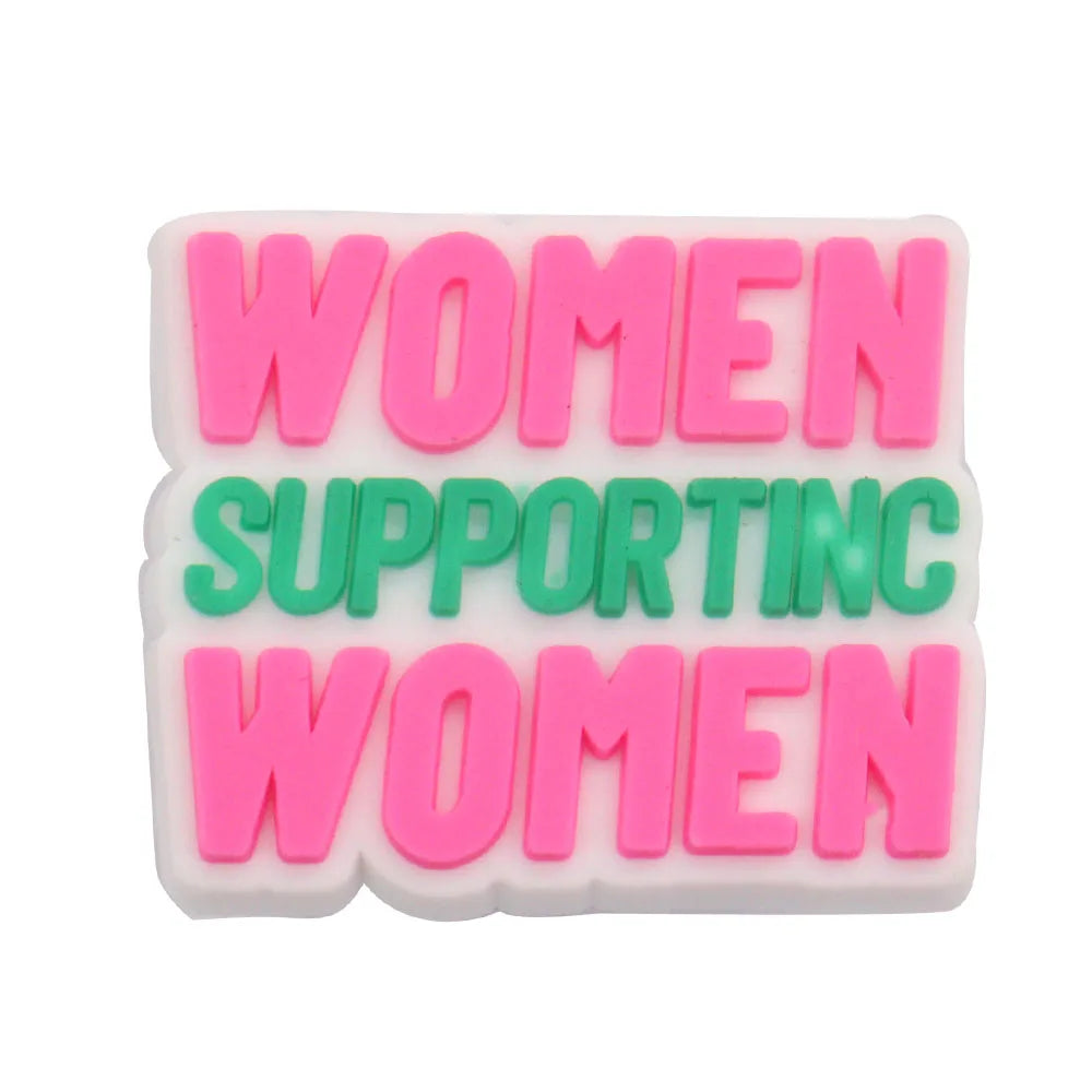 1-35PCS PVC Shoe Charms Limit Dose Not Exist Cool Libra Girls Thank You Love Feminist Buckle Clog Hole Slipper Decoration