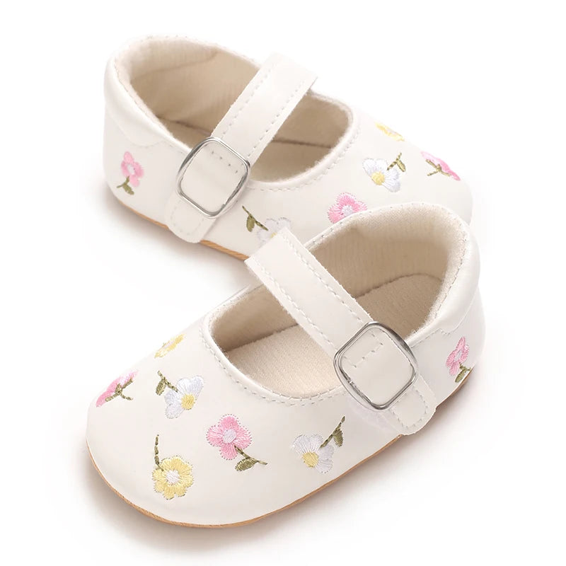0-1Year Baby Shoes Infant Pre-Walker Shoes Girls Princess Bow Shoes Cute Breathable Flower Soft Sole Casual Sports Footwear