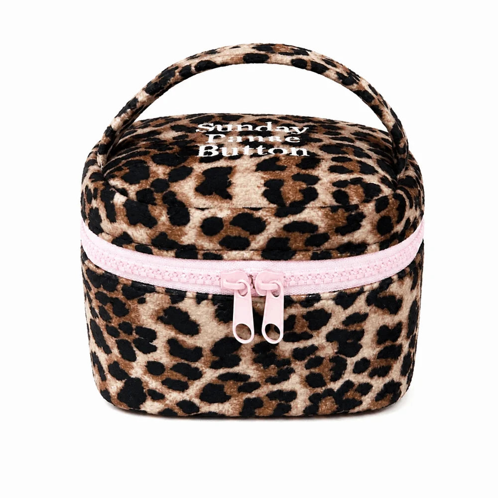 Multi-functional Leopard Print Square Storage Box Handheld Zipper Design Small Cosmetic Pouch Storage Case Home Travel