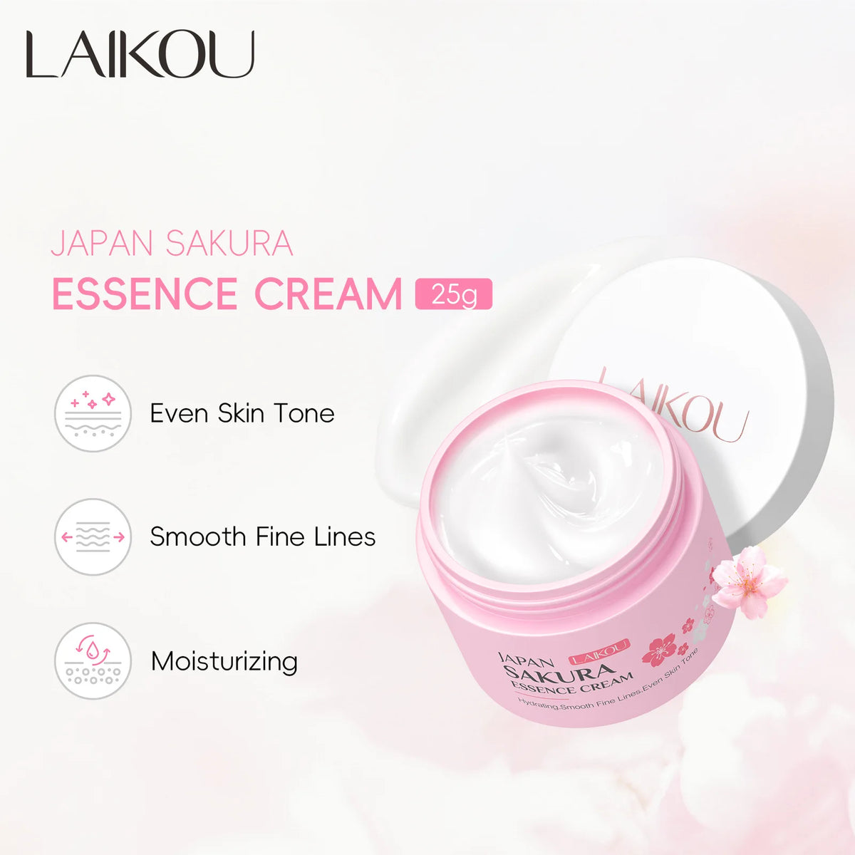 LAIKOU Japan Sakura Essence Cream Hydrating Smooth Fine Lines Even Skin Tone Moisturizing Face Cream Skin Care 25/60g