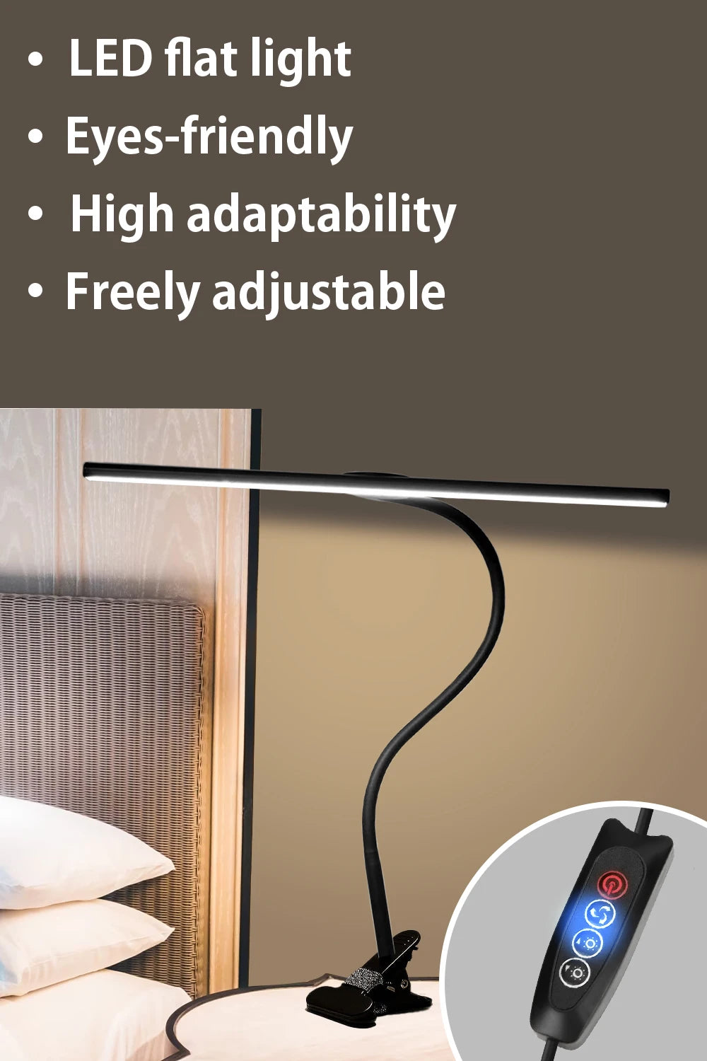 Desk Lamp LED Dimmable 10W 40CM Desk Lamp Clampable Eye Protection  Clamp Light 3 Colour Temperature10 Brightness