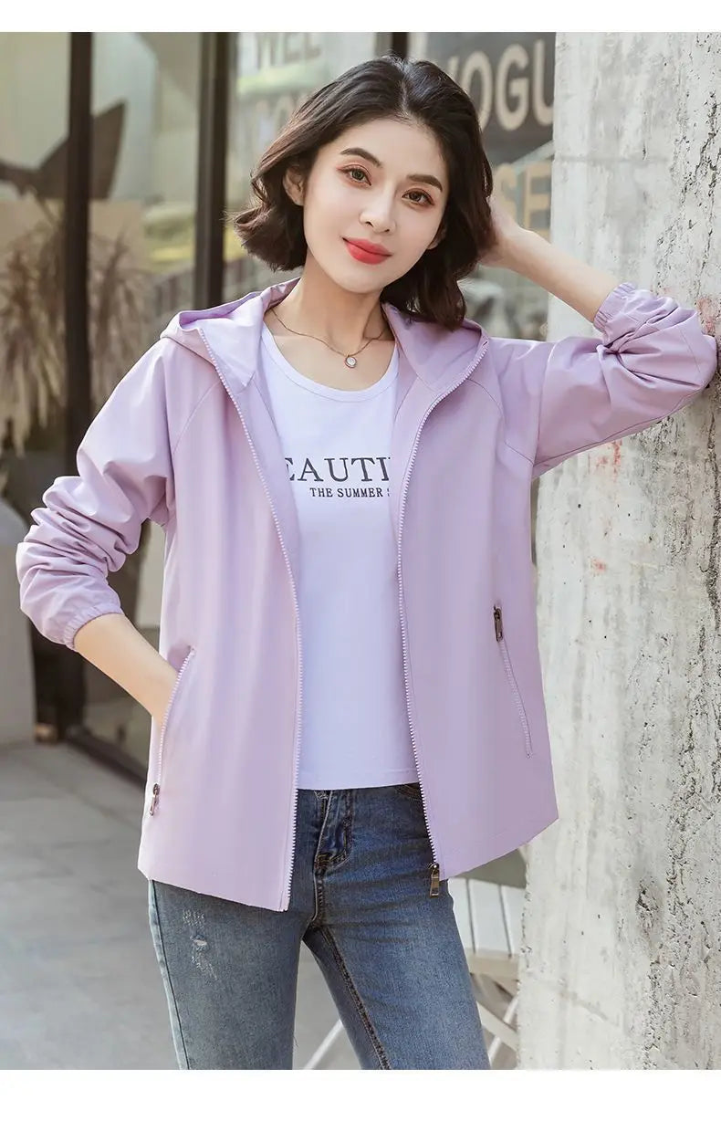 2025 New Oversize Women'S Jackets Large Size Spring Autumn Women Trench Coats Hooded Windbreaker Short Loose Coat Women Outwear