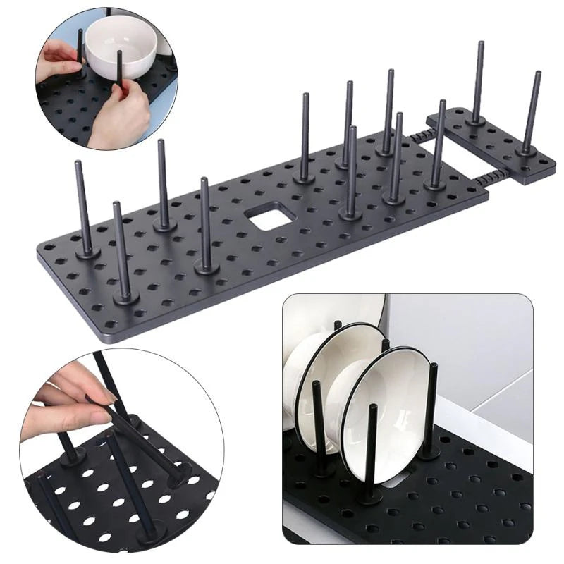 Kitchen Organizer Dish Drying Rack Telescopic Plate Bowl Stand Storage Drawer Adjustable Holder Drain Shelf Home Accessories