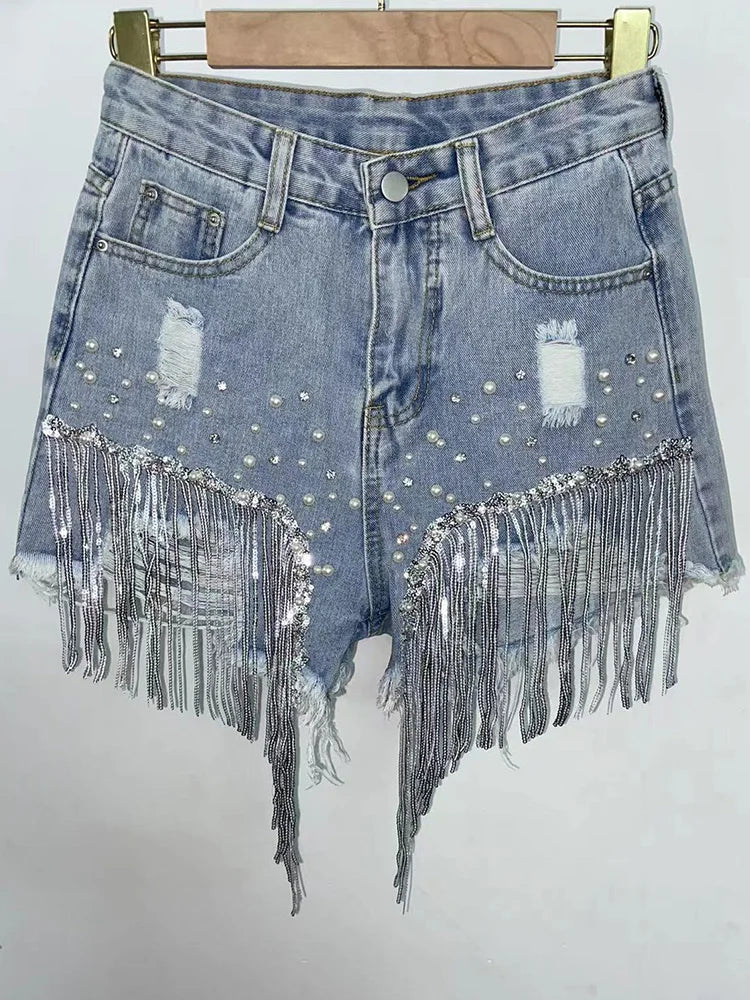 Women's High-Waist Wide-Leg Denim Shorts
