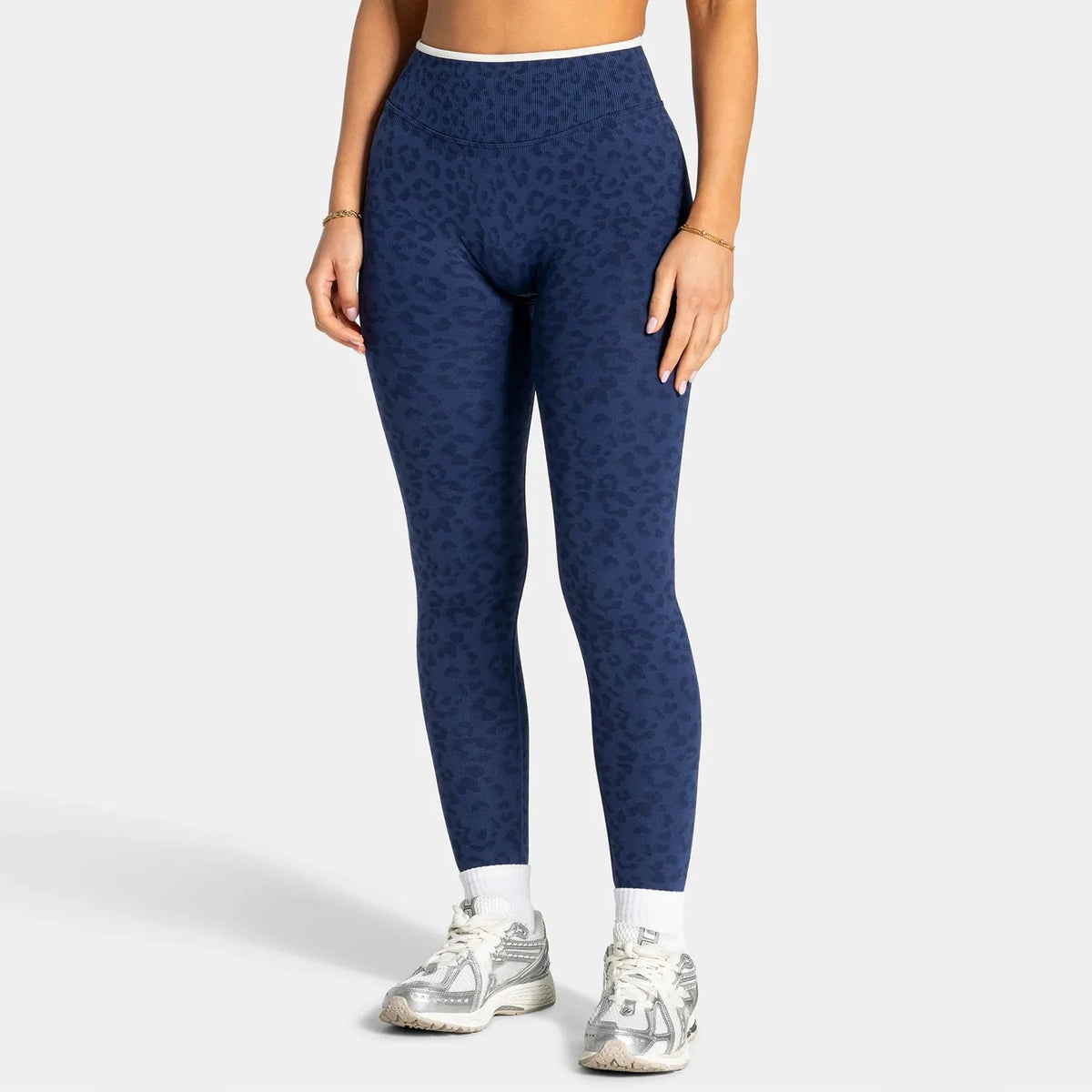 NO LOGO Women leopard print yoga fitness suit, contrasting edge sports bra high waisted leggings running cycling headband