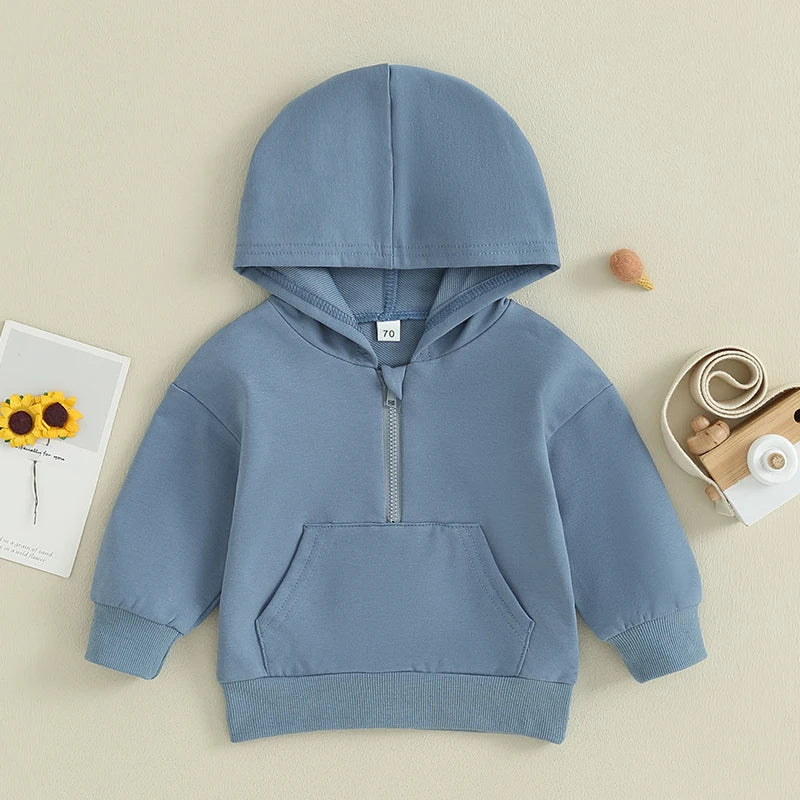 Toddler Hooded Sweatshirt – Solid Color Long-Sleeve Pullover