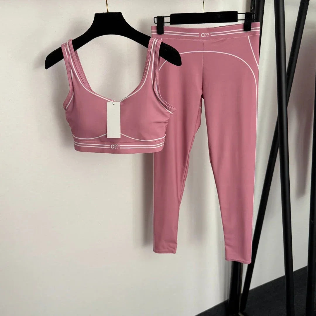 2026 Summer New Style Yoga Sports Outfit - Bandeau Top Stretchy Ankle-length Leggings