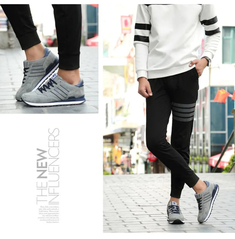 Sneakers for Men High Quality Suede Casual Shoes Luxury Tenis Shoes for Men Lace-up Flats Sport Running Shoes Кроссовки Мужские