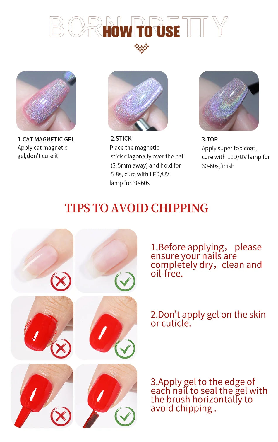 BORN PRETTY 10ml Grey Glass Bead Cat Magnetic Gel Nail Polish Black Nails Nail Art Manicure Semi Permanent Soak Off UV Gel