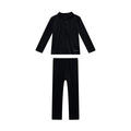 2026 Mali's AW Kids Black Velvet Pajamas with Embroidery Sister Matching Home Wear Sleeping Clothes Holiday Outfits