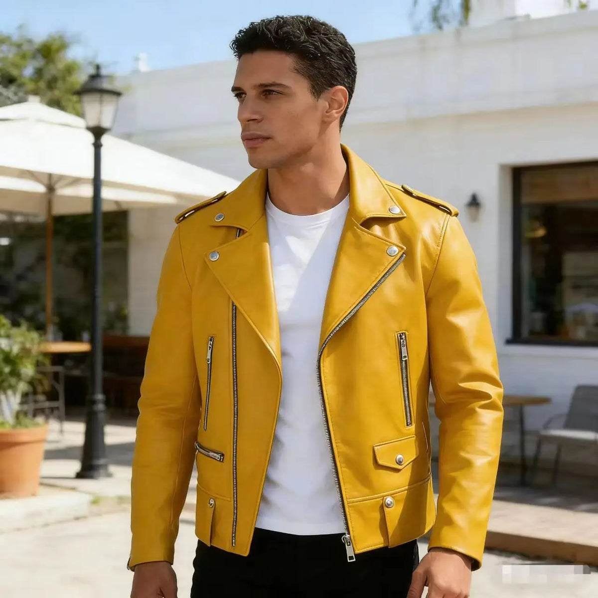 New Fashion Autumn Winter Men Solid Color Long Sleeve Zipper Slim Simple Trendy Faux Leather Coats Male Streetwear Top Clothes