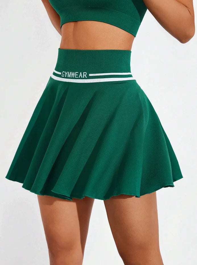 Women's Seamless Knit Tennis To Badminton Skirt Short Fitness Yoga Dress Court Mini Sports Skirt Sports Wear for Gym Summer