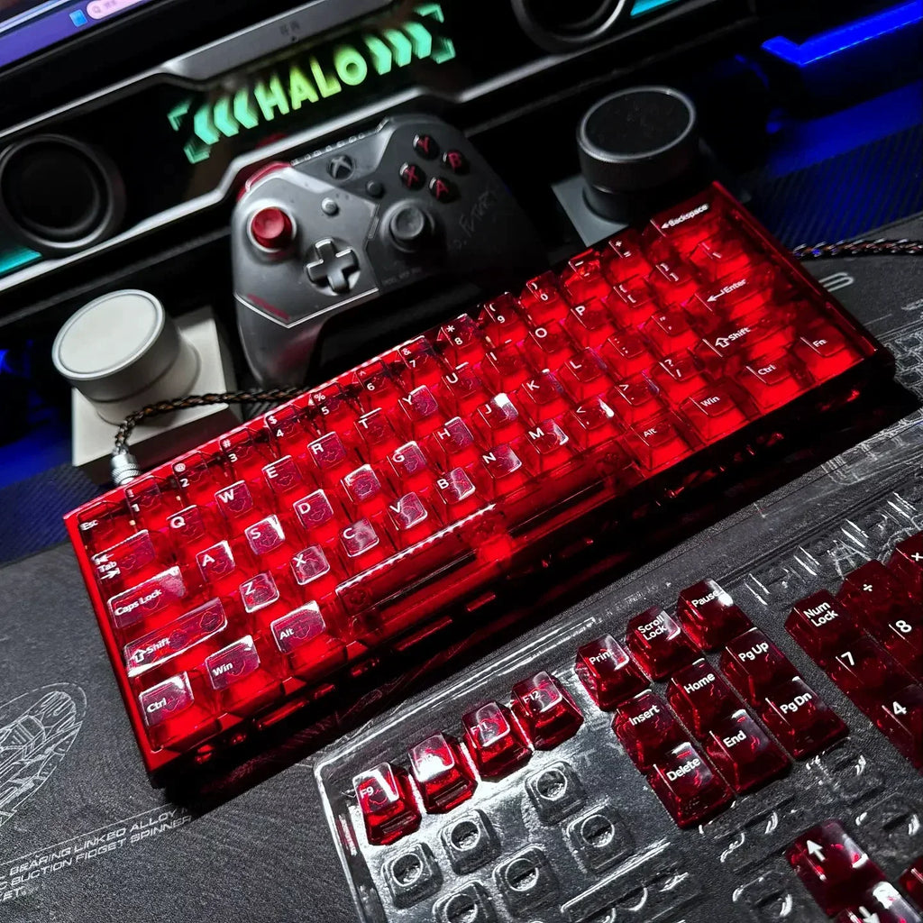 New Purple Transparent Clear Keycaps Crystal Ceramic Pc Keycap Rgb Shine Through Key Cap Mda Profile For Mx Switch Keyboard Gift