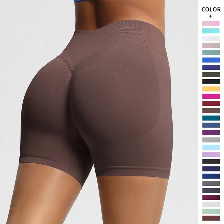 Women Shorts Low Ribbed Waist Band Yoga Shorts Seamless Scrunch Bum Workout Gym Shorts Booty Hight Stretch Running Shorts