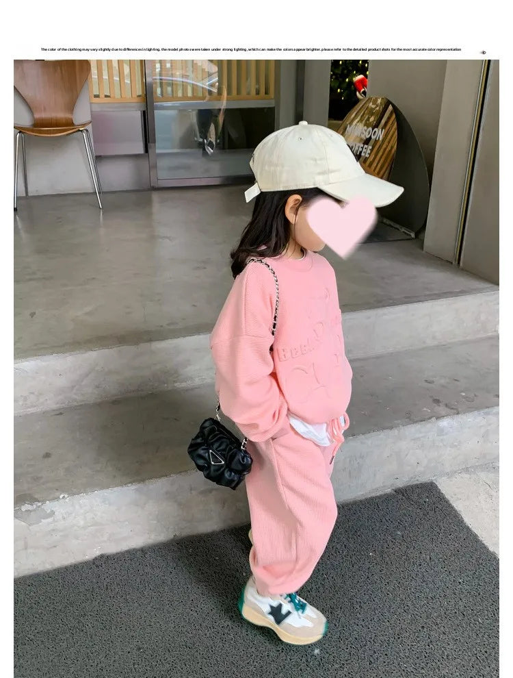 2026 Spring Children's Spring Clothes Round Neck Long Sleeve Sweater Boys and Girls Trendy Baby Stylish Children's Clothing 2PCS