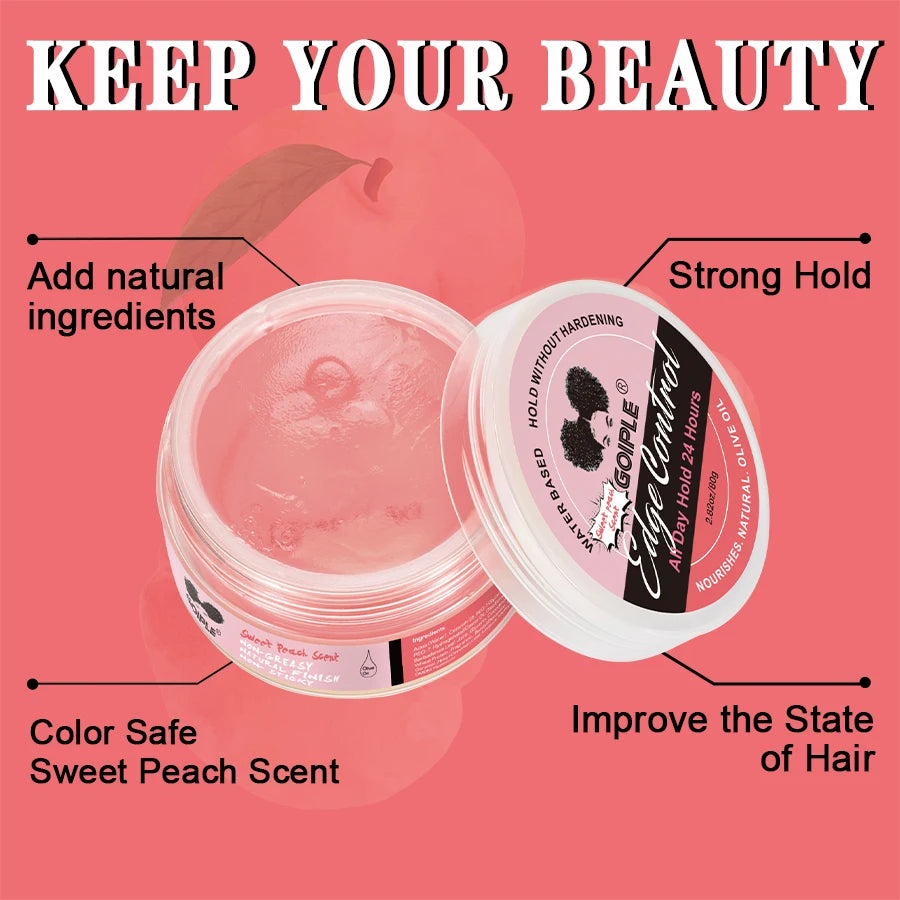 80g Extra Hold Edge Control Gel for Wig 4c Hair 24 Hour Long Lasting Control Gel No-greasy Edge Smoothing Break Hair Styling Wax