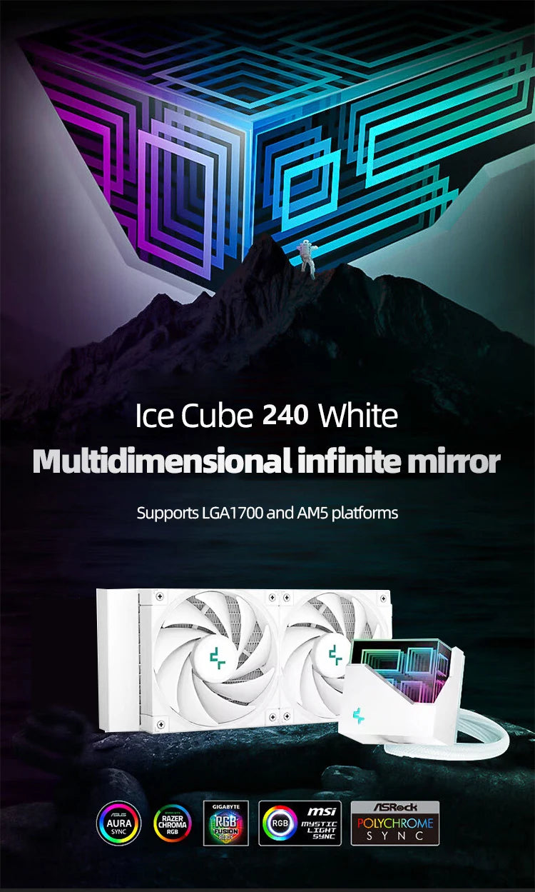240 AIO CPU Wate Cooler Water Cooling 240mm Radiator For LGA1700 20XX 115X 1200 AMD AM4 AM5 DeepCool LT520