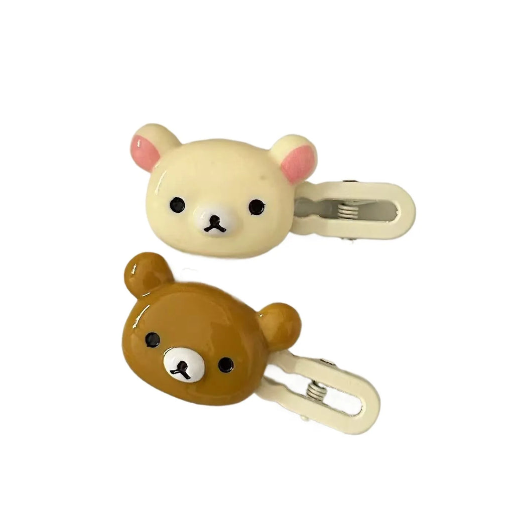 2Pcs/Set Cute Bear Hairpins Set Women Forehead Head Side Bangs Hairpin Children Headdress Girls Hair Accessories