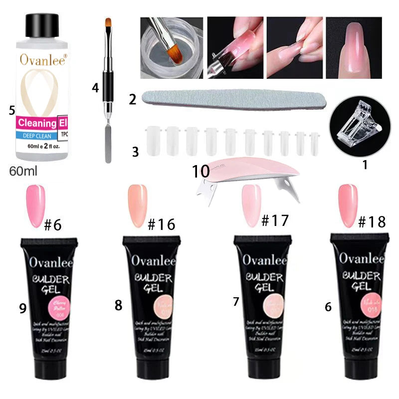 Ovanlee Polygel Nail Builder Kit with Mini UV/LED Lamp