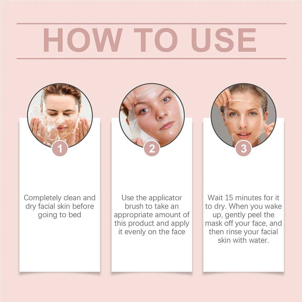 Collagen Peel Off Facial Mask + Kojic Acid Turmeric Overnight Wrapping Mask Anti Aging Nourishes Glowing Skin Peel Off Face Mask