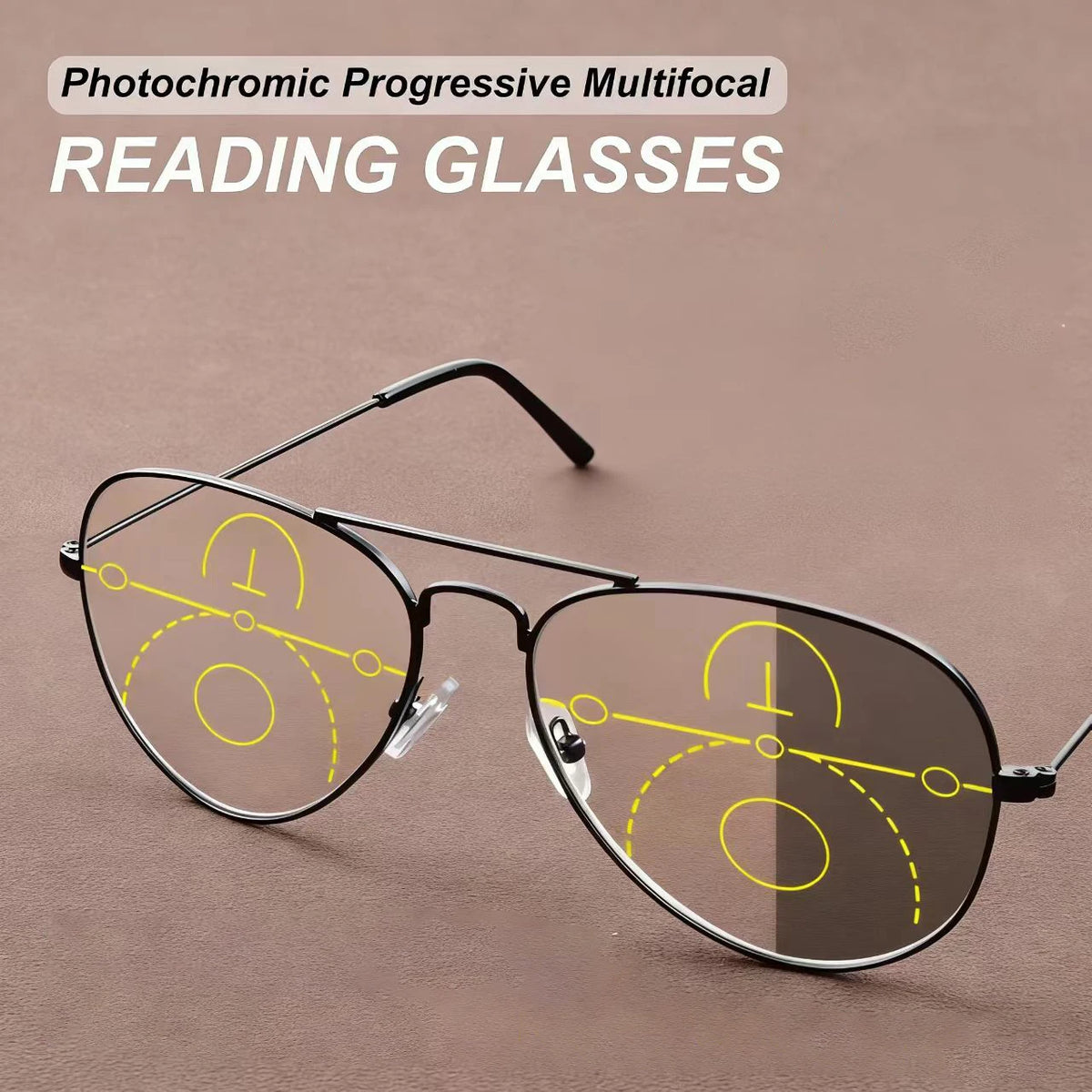 Large Frame Photochromic Progressive Reading Glasses Men Chameleon Glasses Male Change Color Sun Glasses Driver Diopters Eyewear