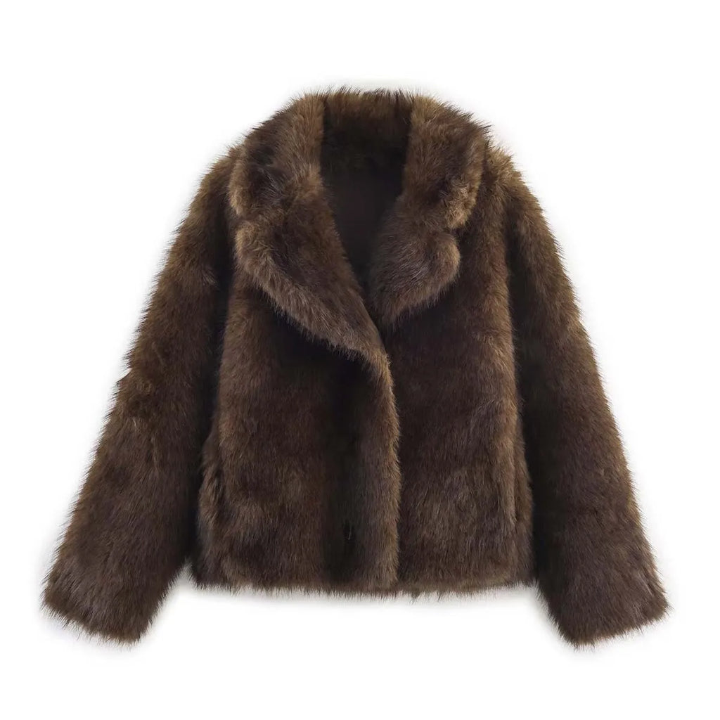 2026 Winter Women's Street Fashion Faux Fur Jackets For Women Long Sleeves Double-Sided Thick Warm New Casual Coats
