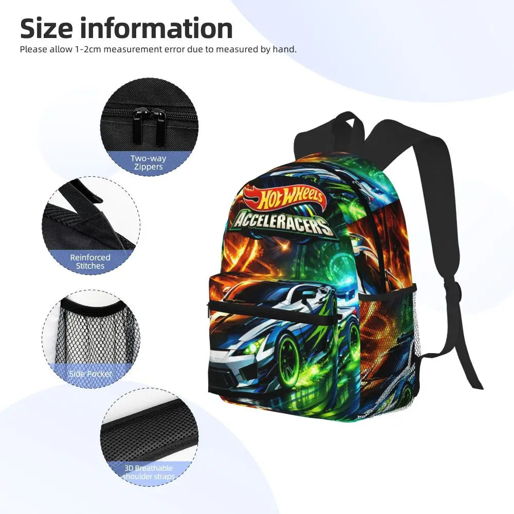 Hot Wheels Race Student Backpack School Bag Hiking Travel Daypack for Men Women Bookbag Shoulder Bags