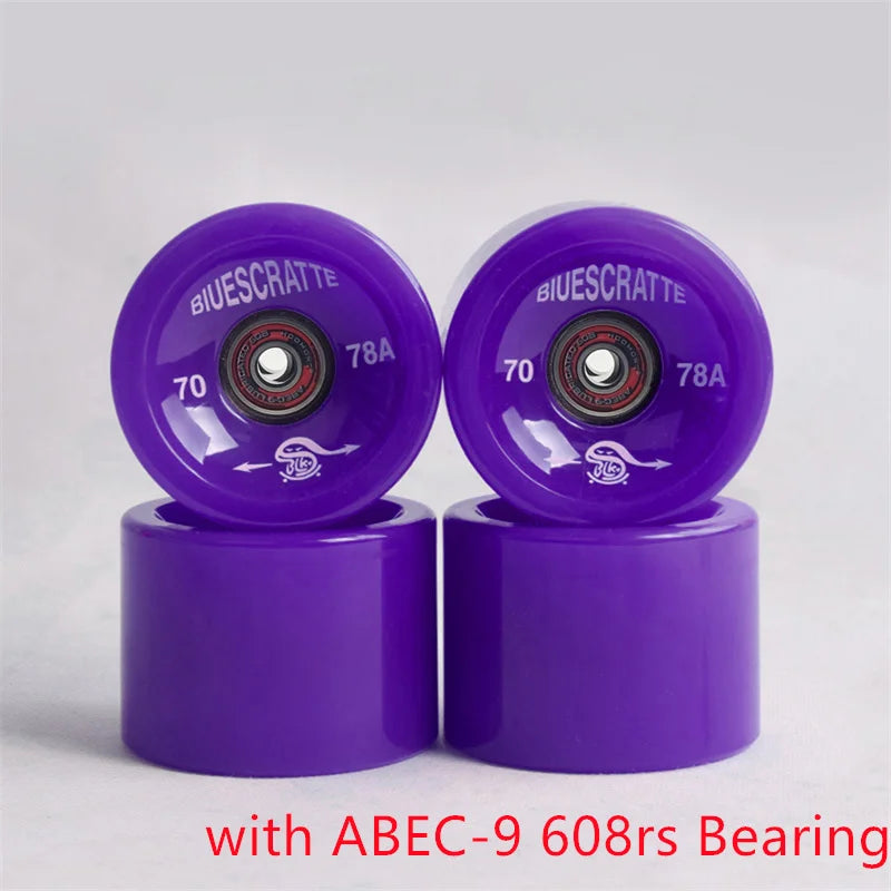 4pcs 70mm 51mm 80 duro Longboard Wheel for 70mm Skateboard Tire 80A Durable Elastic PU Ruedas for Road Street Skate Board Rodas