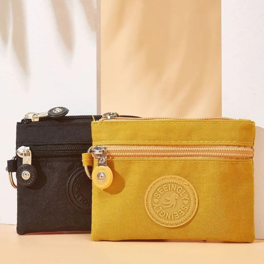 Durable Canvas Money Coin Purse Waterproof Wear-resistant Credit Card Holoder with Key Ring Wallet Money Bag Male Female