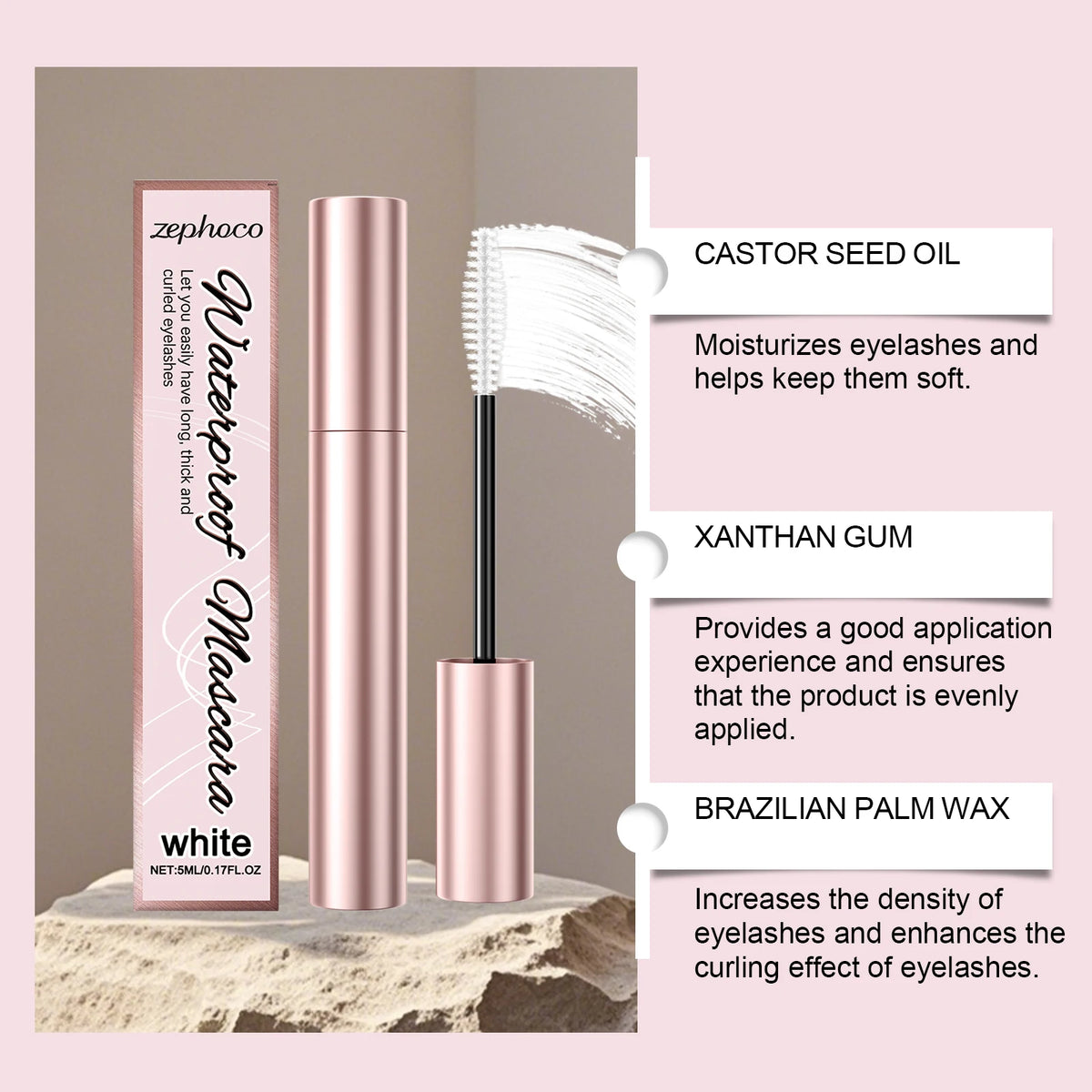 White Mascara Eyelashes Curling Liquid Long-Lasting Waterproof Natural Durable Extensions Makeup Eye Beauty Cosmetics Brush 5ml