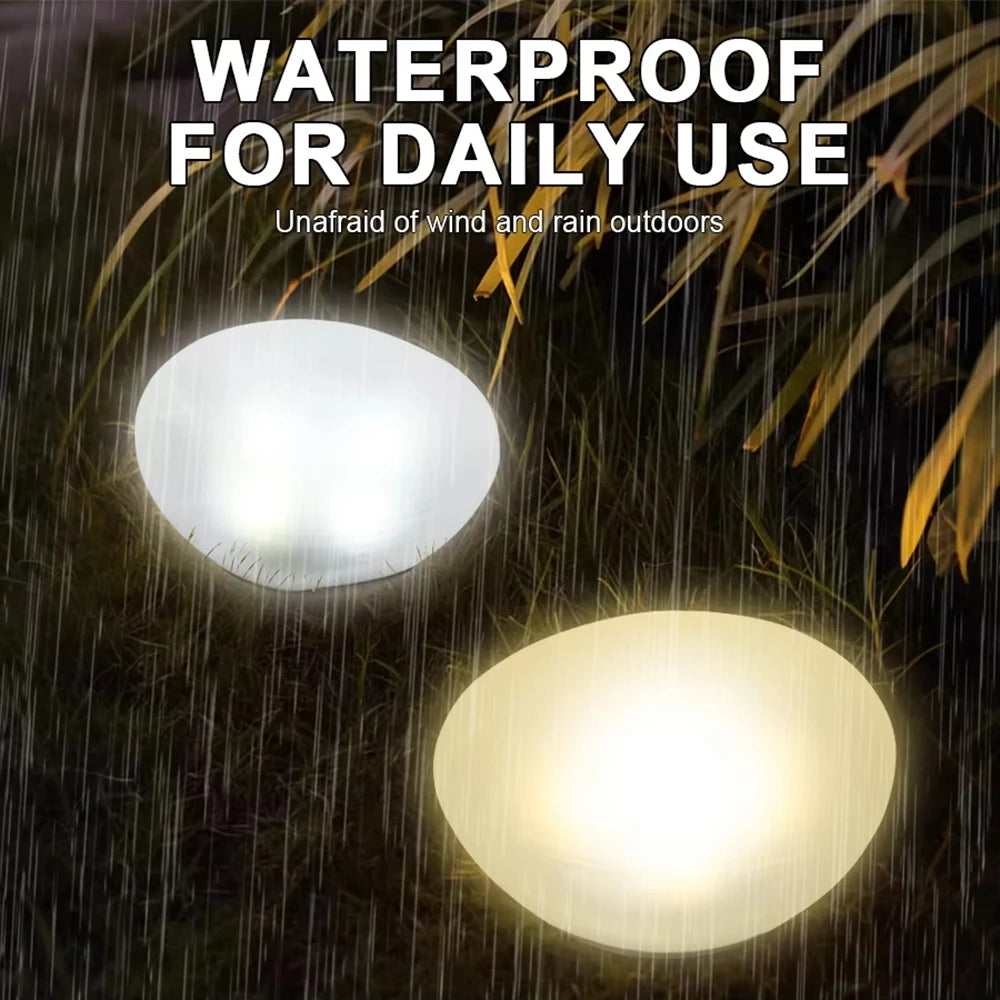 Solar Decorative Lamp Colorful Ground Lamp Outdoor Waterproof Portable Energy Saving Lantern Pebble Lawn Light Home Garden Lamp