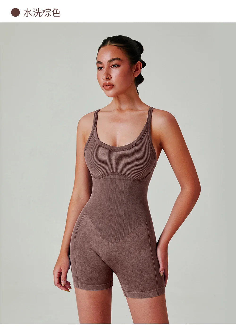 Seamless Shorts Gym Set Women Jumpsuit Yoga Set Water-washed 1pc Summer Workout Suit Bodysuit Fitness Push Up Short Sport Set