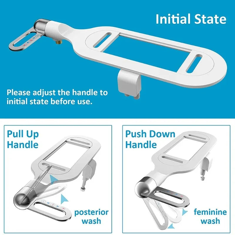 New Ultra-thin Bidet Attachment Fresh Water Sprayer Dual Nozzles Adjustable Water Pressure Self Cleaning Non Electric Bidet
