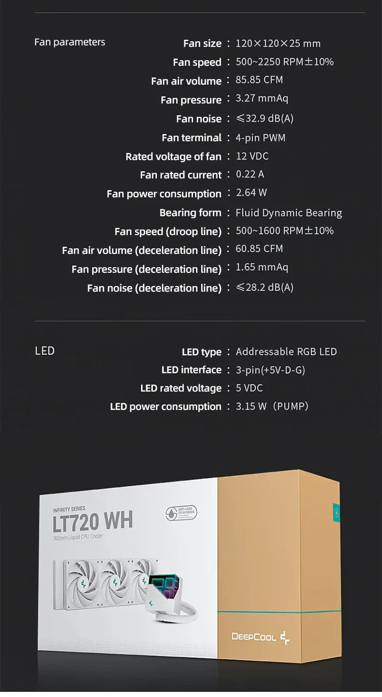 240 AIO CPU Wate Cooler Water Cooling 240mm Radiator For LGA1700 20XX 115X 1200 AMD AM4 AM5 DeepCool LT520