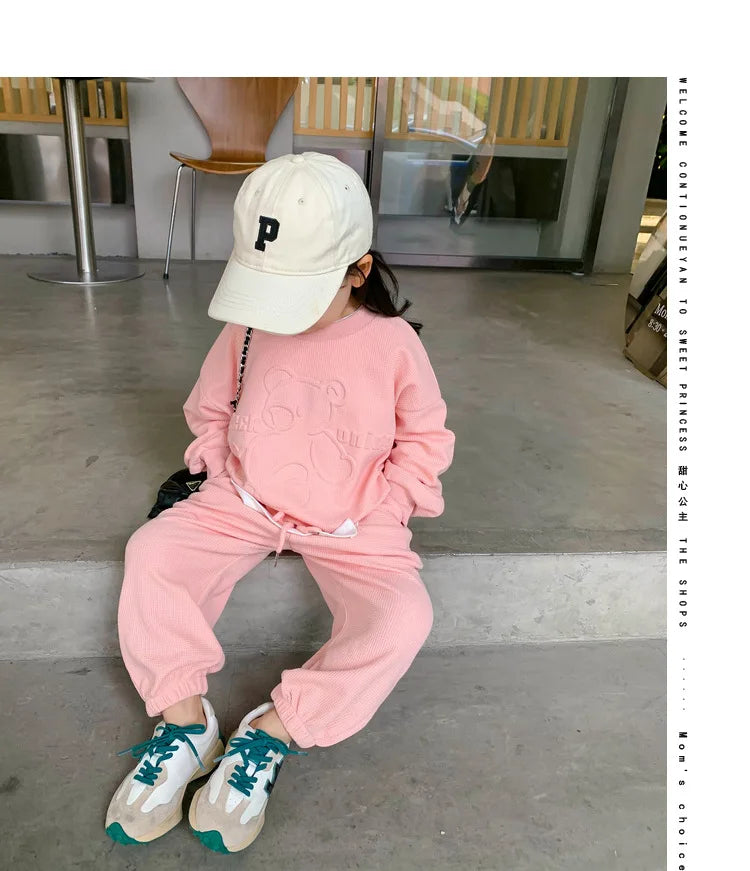 2026 Spring Children's Spring Clothes Round Neck Long Sleeve Sweater Boys and Girls Trendy Baby Stylish Children's Clothing 2PCS